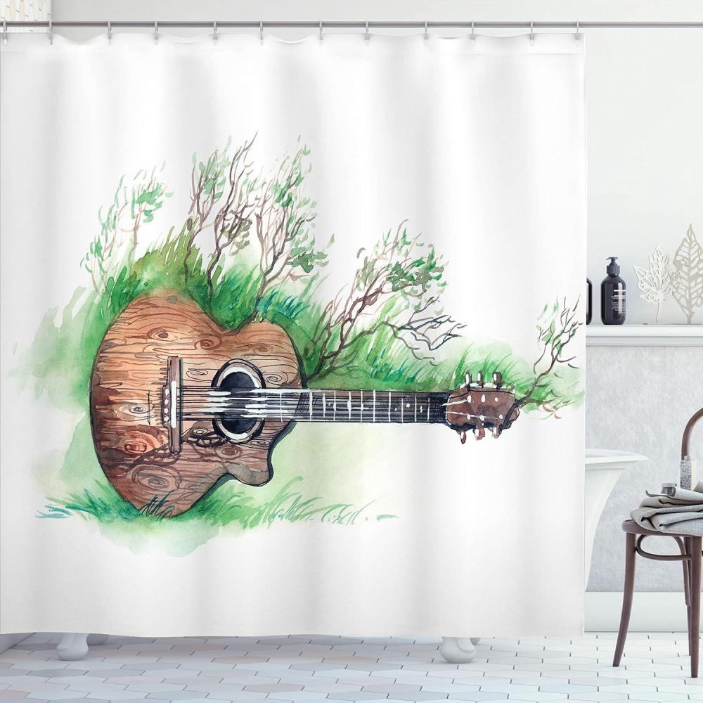 imageAmbesonne Modern Shower Curtain Skyline of Seou South Korea Cityscape with Buildings Skyscrapers Urban View at Night Cloth Fabric Bathroom Decor Set with Hooks 69 W x 75 L IndigoWhite Brown
