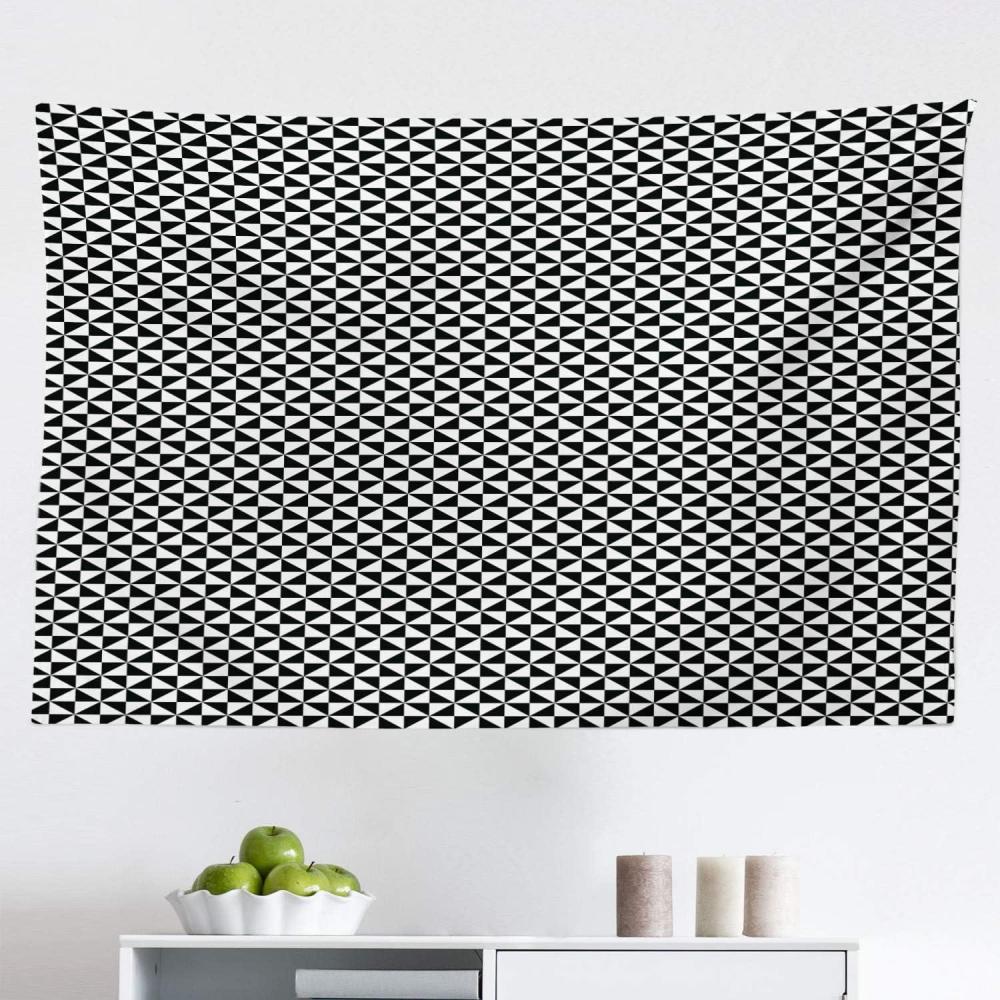 imageAmbesonne Pinwheel Tapestry 2 Toned Triangles Forming Squares Contemporary Contrast Abstract Motif Fabric Wall Hanging Decor for Bedroom Living Room Dorm 45 X 30 Black and White45L x 30W