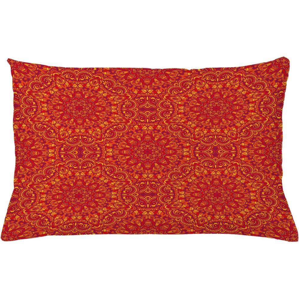 imageAmbesonne Red Mandala Throw Pillow Cushion Cover Tribal Motifs Details Floral Wisdom Eastern Decorative Rectangle Accent Pillow Case 26 X 16 Vermilion Apricot Maroon