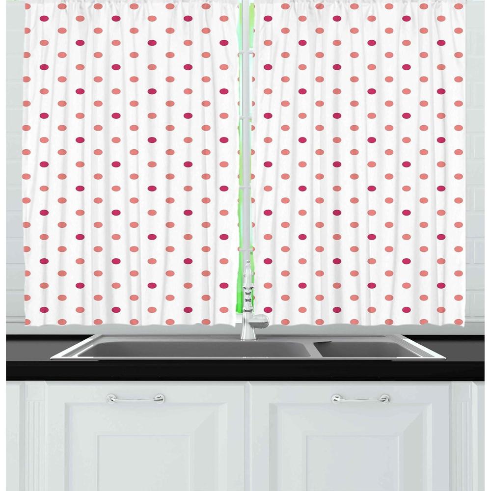 imageAmbesonne Wine Kitchen Curtains Abstract Wine Glasses Silhouettes with Dots Alcohol Drink Modern Window Drapes 2 Panel Set for Kitchen Cafe Decor 55 x 39 Black GreyCoral Hot Pink White