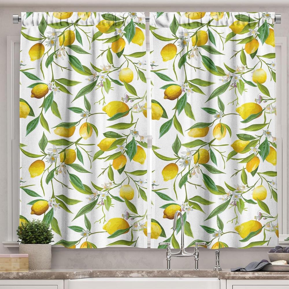 imageAmbesonne Wine Kitchen Curtains Abstract Wine Glasses Silhouettes with Dots Alcohol Drink Modern Window Drapes 2 Panel Set for Kitchen Cafe Decor 55 x 39 Black GreyGreen and Yellow