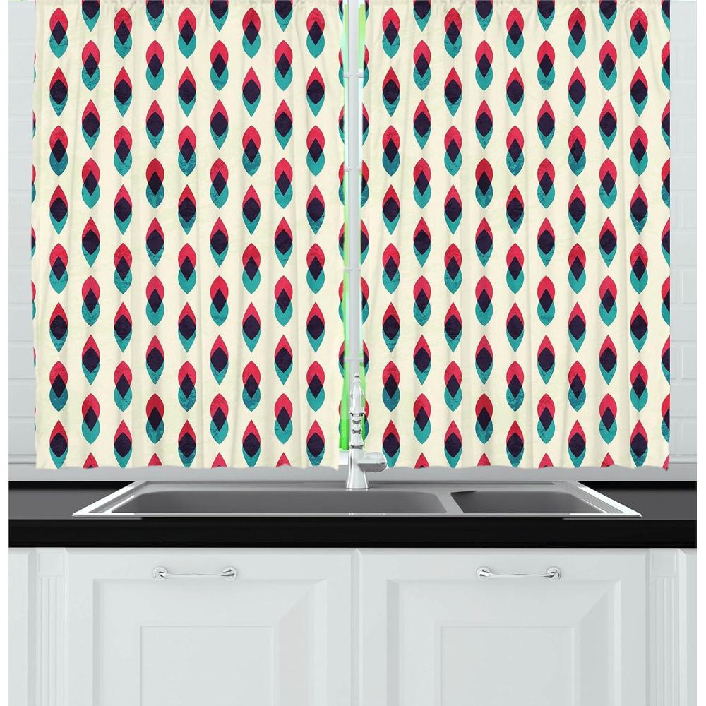imageAmbesonne Wine Kitchen Curtains Abstract Wine Glasses Silhouettes with Dots Alcohol Drink Modern Window Drapes 2 Panel Set for Kitchen Cafe Decor 55 x 39 Black GreyBlue Red and Cream