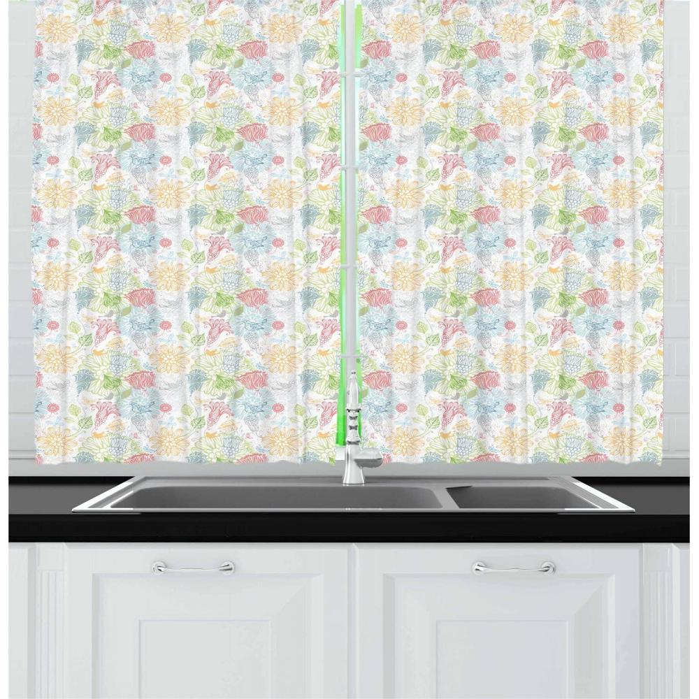 imageAmbesonne Wine Kitchen Curtains Abstract Wine Glasses Silhouettes with Dots Alcohol Drink Modern Window Drapes 2 Panel Set for Kitchen Cafe Decor 55 x 39 Black GreyGreen Yellow