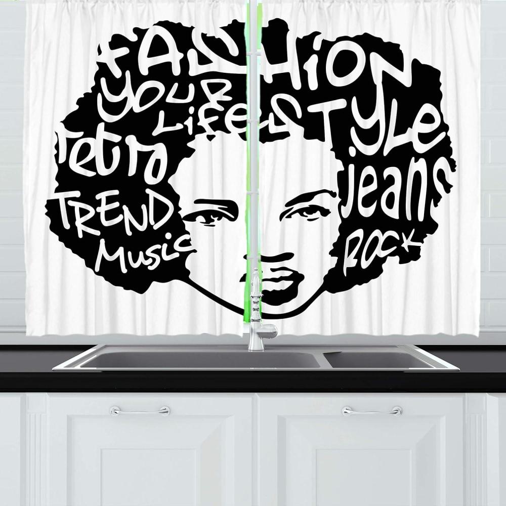 imageAmbesonne Wine Kitchen Curtains Abstract Wine Glasses Silhouettes with Dots Alcohol Drink Modern Window Drapes 2 Panel Set for Kitchen Cafe Decor 55 x 39 Black GreyOff White Dark Grey