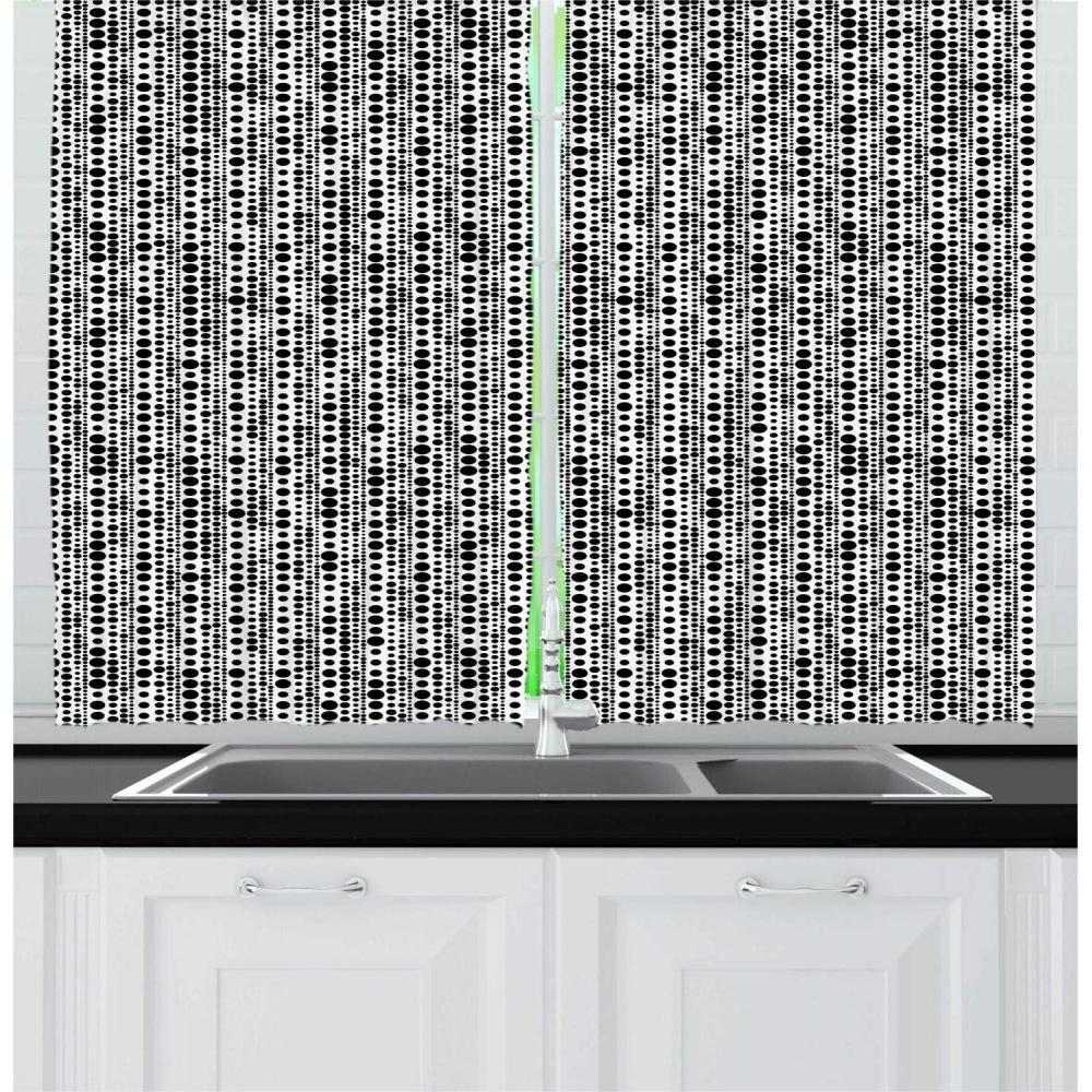 imageAmbesonne Wine Kitchen Curtains Abstract Wine Glasses Silhouettes with Dots Alcohol Drink Modern Window Drapes 2 Panel Set for Kitchen Cafe Decor 55 x 39 Black GreyBlack and White