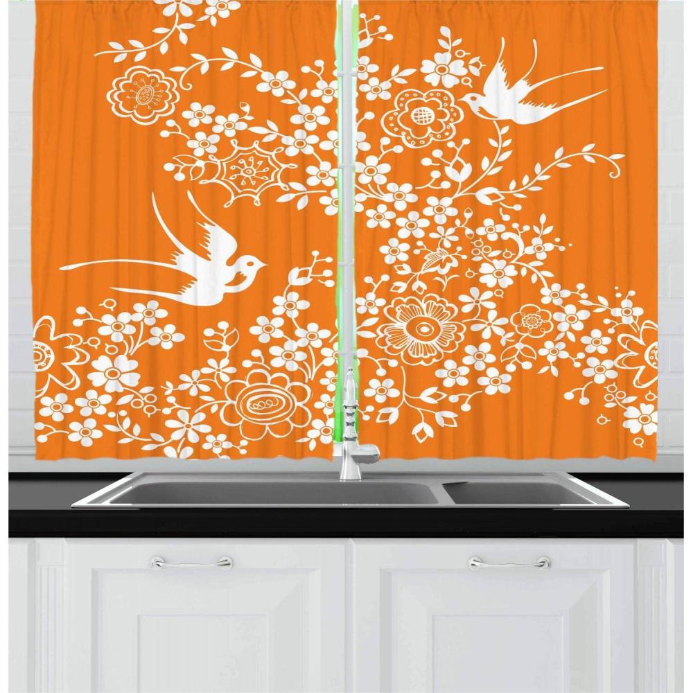 imageAmbesonne Wine Kitchen Curtains Abstract Wine Glasses Silhouettes with Dots Alcohol Drink Modern Window Drapes 2 Panel Set for Kitchen Cafe Decor 55 x 39 Black GreyWhite Orange