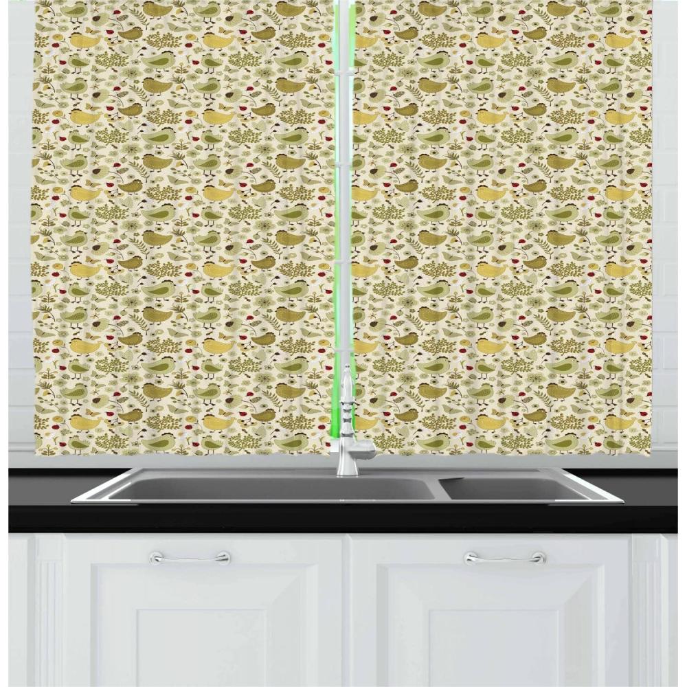 imageAmbesonne Wine Kitchen Curtains Abstract Wine Glasses Silhouettes with Dots Alcohol Drink Modern Window Drapes 2 Panel Set for Kitchen Cafe Decor 55 x 39 Black GreyGreen Khaki