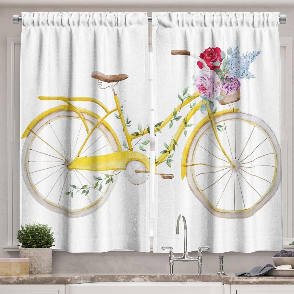 imageAmbesonne Wine Kitchen Curtains Abstract Wine Glasses Silhouettes with Dots Alcohol Drink Modern Window Drapes 2 Panel Set for Kitchen Cafe Decor 55 x 39 Black GreyWhite Yellow