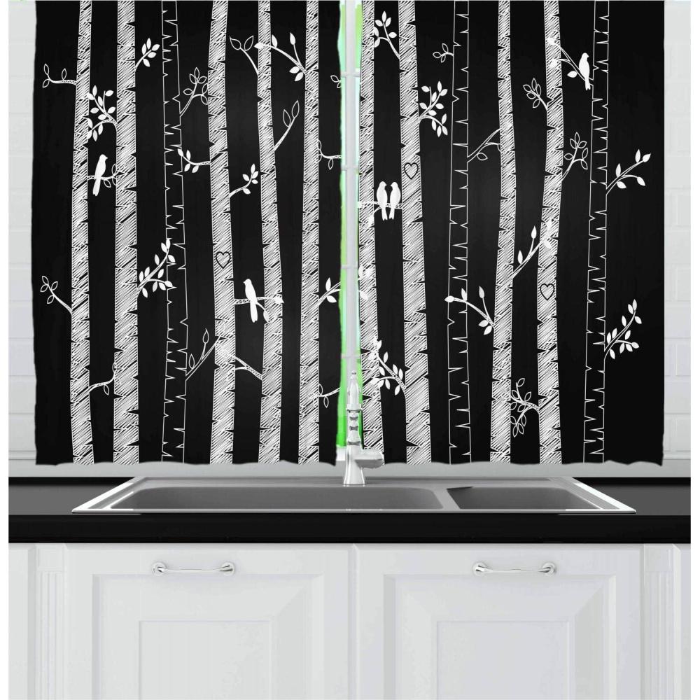 imageAmbesonne Wine Kitchen Curtains Abstract Wine Glasses Silhouettes with Dots Alcohol Drink Modern Window Drapes 2 Panel Set for Kitchen Cafe Decor 55 x 39 Black GreyDark Taupe Grey White