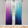 Ambesonne Abstract Window Curtains, Gradient Background with Little Geometric Fractal Triangle Graphic Style, Lightweight Decorative 2-Panel Set & Rod Pocket, Pair of – 28″ x 63″, Blue Pink