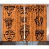 Ambesonne African Curtains, Ceremonial Native Illustration Cultural Art Print Geometric Pattern, Living Room Bedroom Window Drapes 2 Panel Set, 108″ X 90″, Black Brown