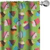 Ambesonne Birthday Party Window Curtains, Illustration of Creamy Cupcakes with Sprinkles and Candles, Lightweight Decor 2-Panel Set with Rod Pocket, Pair of – 28″ x 84″, Lime Green Multicolor(Lime Green Multicolor)