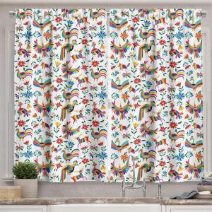 Ambesonne Anemone Flower Kitchen Curtains, Shabby Form Spring Pattern Blossoming Bridal Bouquets Romantic, Window Drapes 2 Panel Set for Kitchen Cafe Decor, 55″ x 39″, Baby Pink Lilac Purple(Green Vermilion)