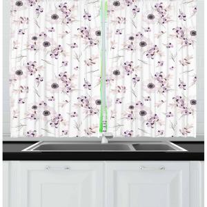 Ambesonne Anemone Flower Kitchen Curtains, Shabby Form Spring Pattern Blossoming Bridal Bouquets Romantic, Window Drapes 2 Panel Set for Kitchen Cafe Decor, 55″ x 39″, Baby Pink Lilac Purple(Baby Pink Lilac Purple)