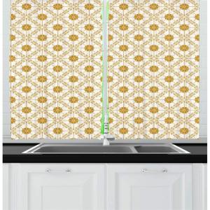 Ambesonne Anemone Flower Kitchen Curtains, Shabby Form Spring Pattern Blossoming Bridal Bouquets Romantic, Window Drapes 2 Panel Set for Kitchen Cafe Decor, 55″ x 39″, Baby Pink Lilac Purple(Off White Dark Yellow)