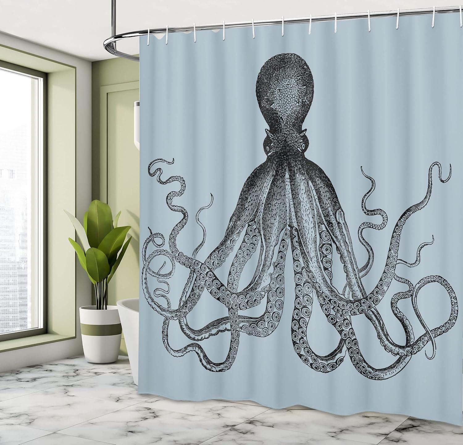 imageAmbesonne Damask Shower Curtain Vintage Style Floral Pattern Abstract Romantic Bouquet Greenery Art Print Cloth Fabric Bathroom Decor Set with Hooks 69 W x 70 L Warm TaupeBlue Dimgrey