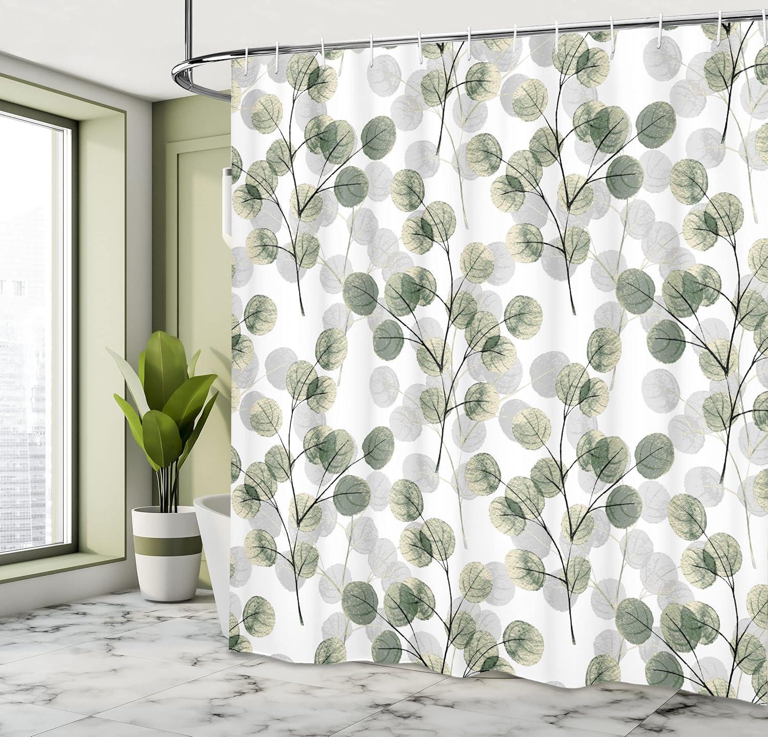imageAmbesonne Damask Shower Curtain Vintage Style Floral Pattern Abstract Romantic Bouquet Greenery Art Print Cloth Fabric Bathroom Decor Set with Hooks 69 W x 70 L Warm TaupeDark Sepia