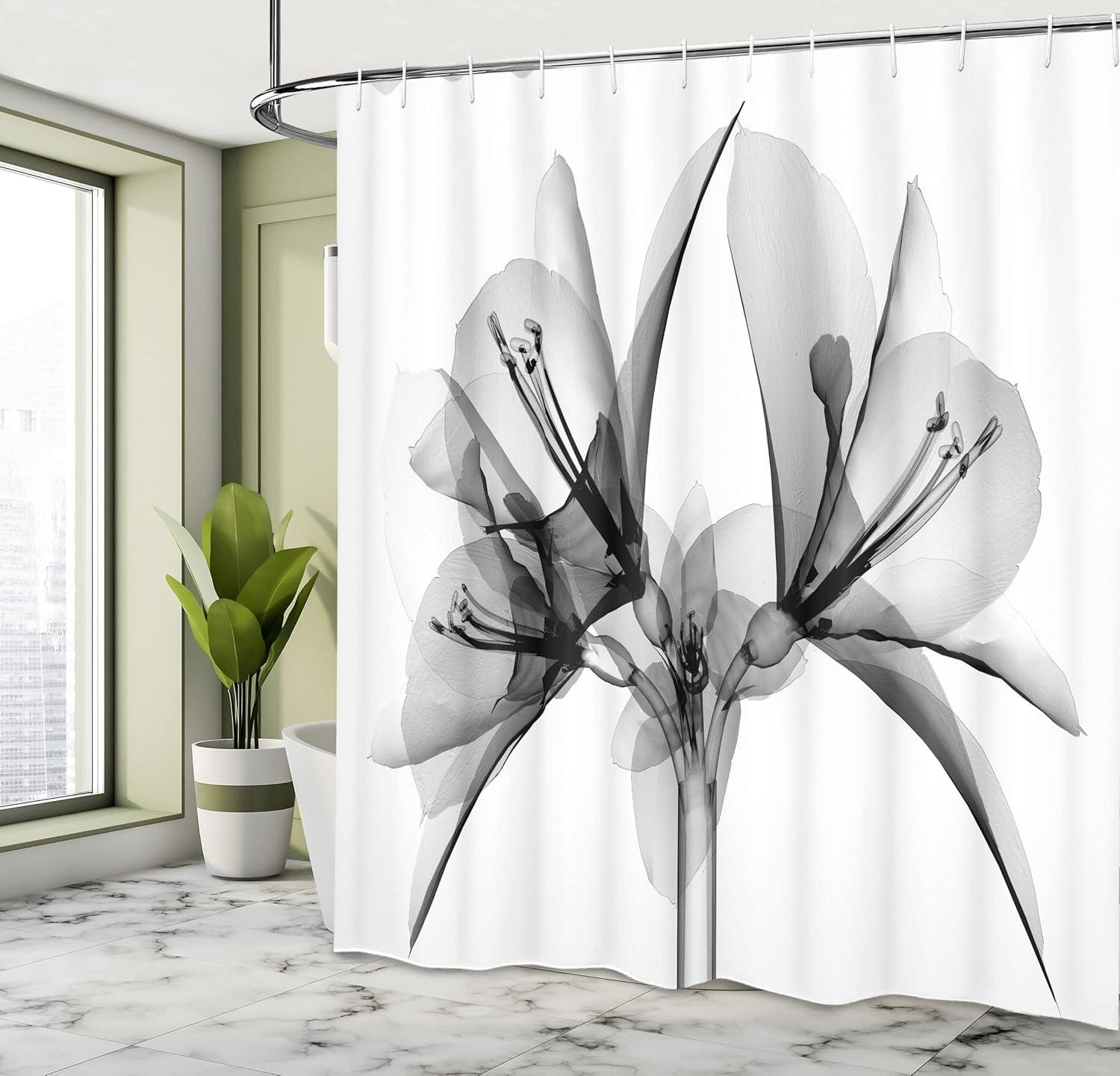 imageAmbesonne Damask Shower Curtain Vintage Style Floral Pattern Abstract Romantic Bouquet Greenery Art Print Cloth Fabric Bathroom Decor Set with Hooks 69 W x 70 L Warm TaupeTaupe Grey
