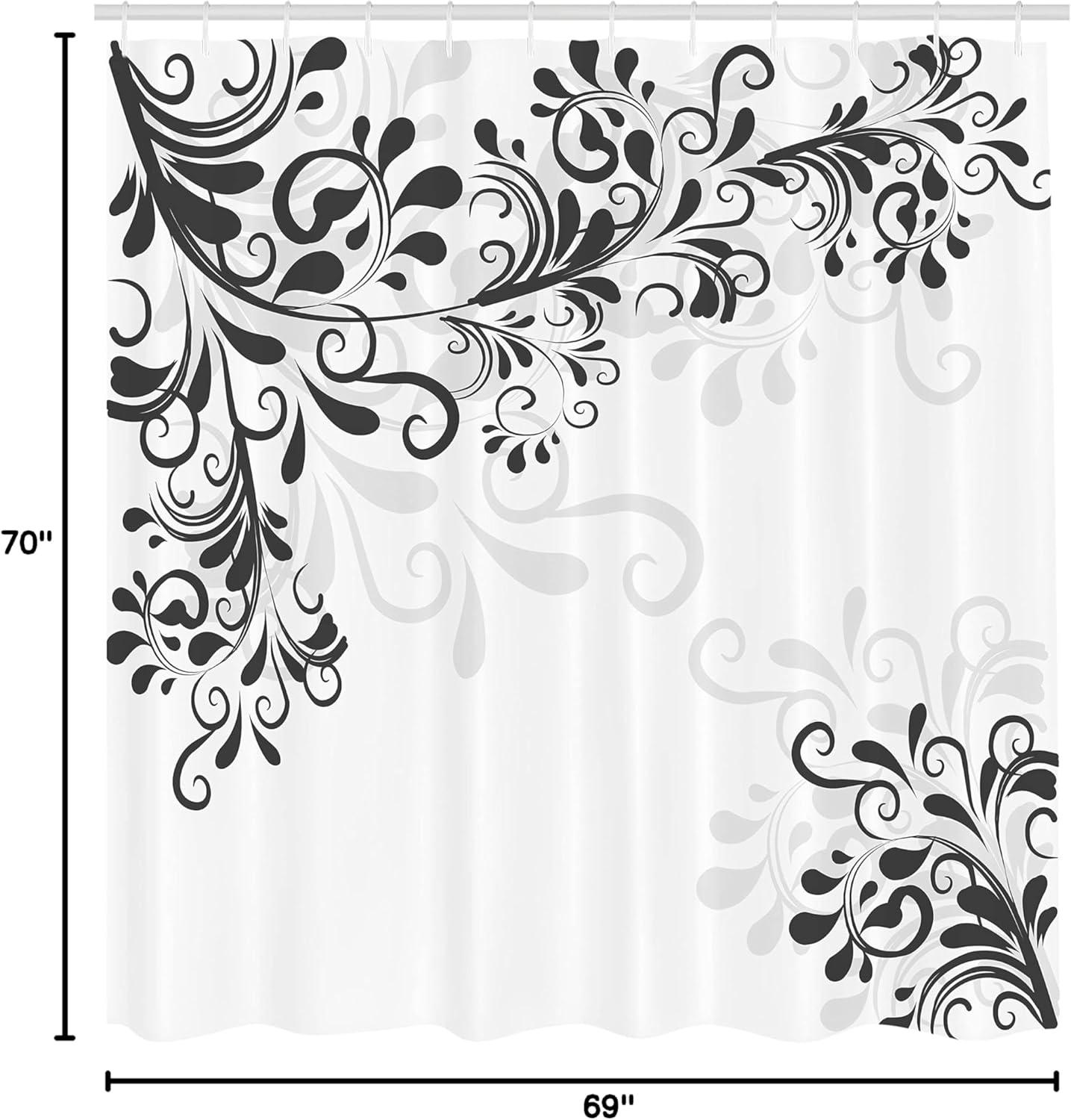 imageAmbesonne Damask Shower Curtain Vintage Style Floral Pattern Abstract Romantic Bouquet Greenery Art Print Cloth Fabric Bathroom Decor Set with Hooks 69 W x 70 L Warm TaupeDark Dimgrey