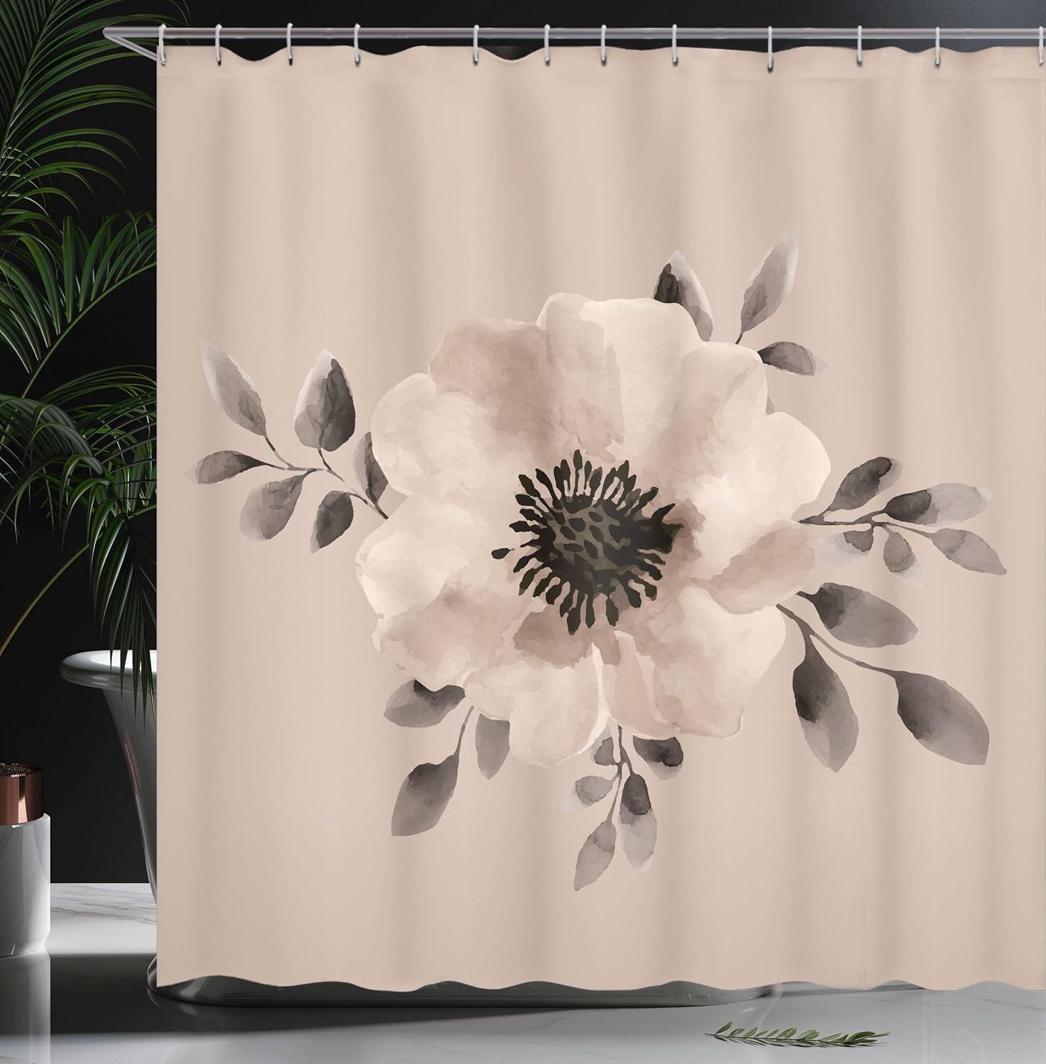 imageAmbesonne Damask Shower Curtain Vintage Style Floral Pattern Abstract Romantic Bouquet Greenery Art Print Cloth Fabric Bathroom Decor Set with Hooks 69 W x 70 L Warm TaupeDark Tan
