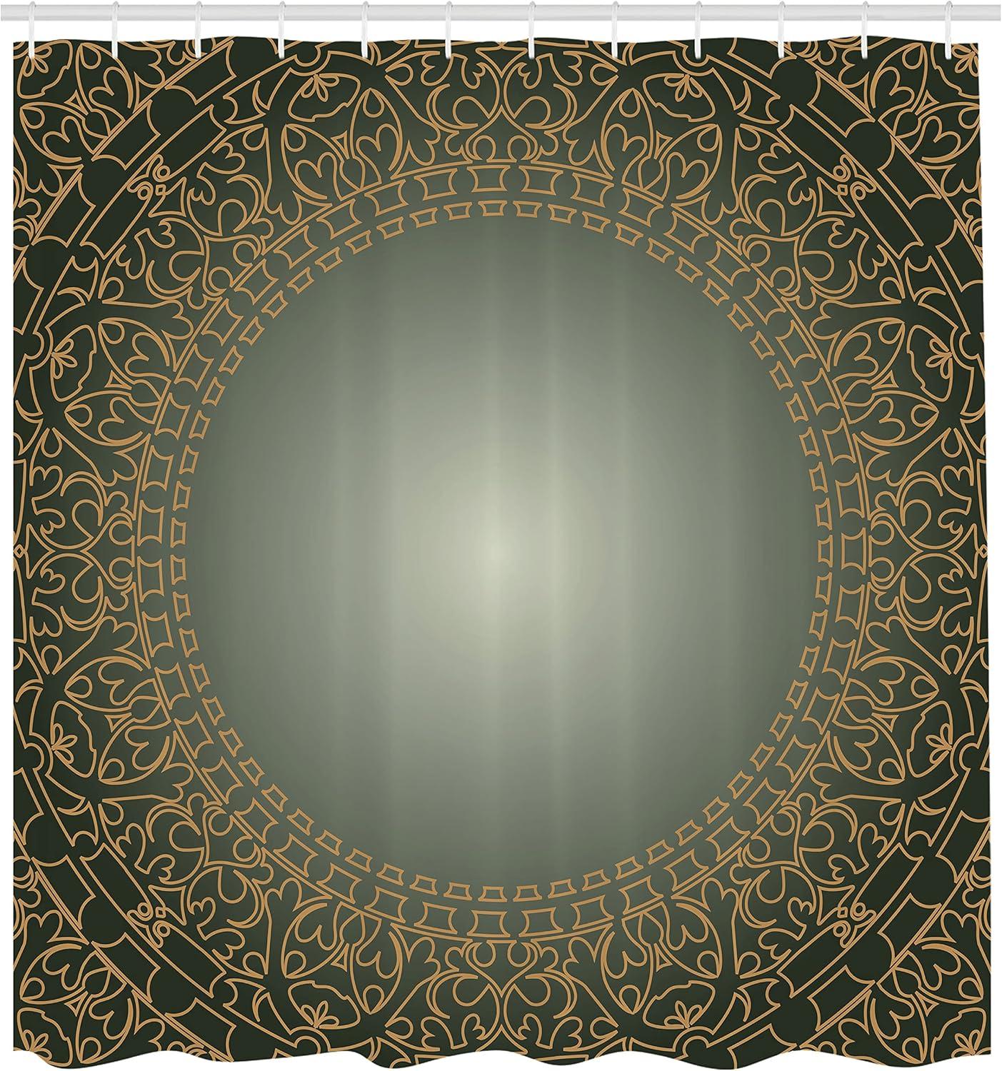 imageAmbesonne Damask Shower Curtain Vintage Style Floral Pattern Abstract Romantic Bouquet Greenery Art Print Cloth Fabric Bathroom Decor Set with Hooks 69 W x 70 L Warm TaupeDark Olive