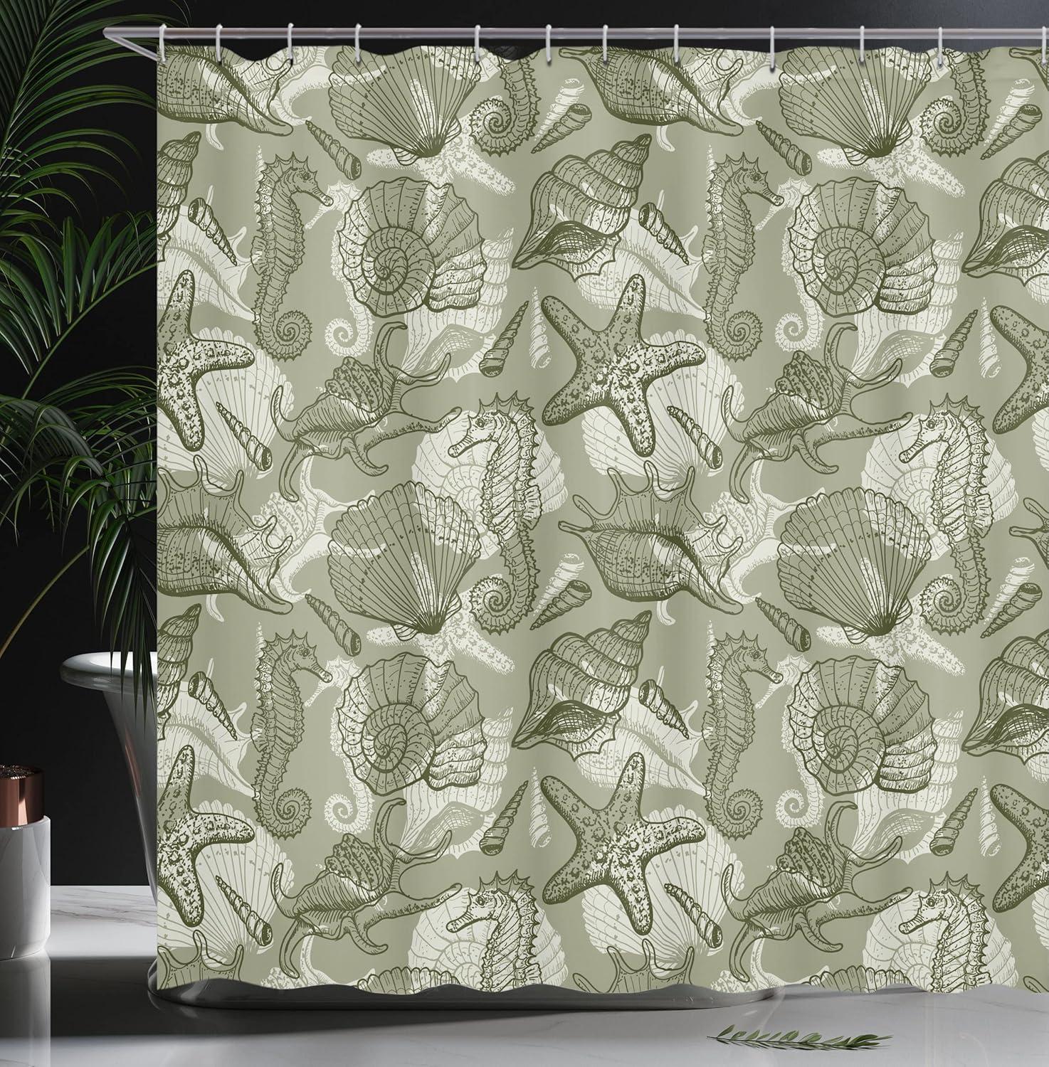 imageAmbesonne Damask Shower Curtain Vintage Style Floral Pattern Abstract Romantic Bouquet Greenery Art Print Cloth Fabric Bathroom Decor Set with Hooks 69 W x 70 L Warm TaupeOlive Green