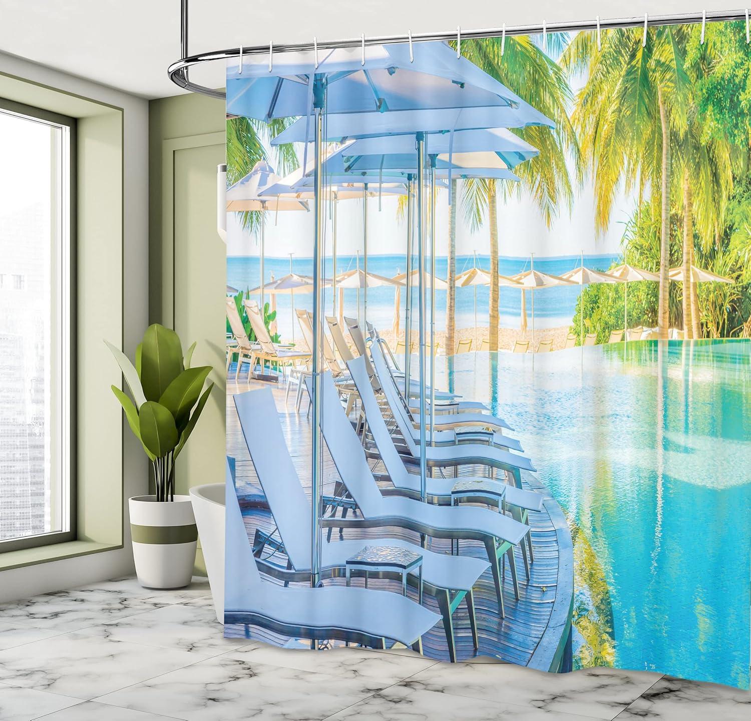 imageAmbesonne Damask Shower Curtain Vintage Style Floral Pattern Abstract Romantic Bouquet Greenery Art Print Cloth Fabric Bathroom Decor Set with Hooks 69 W x 70 L Warm TaupeAqua White Blue