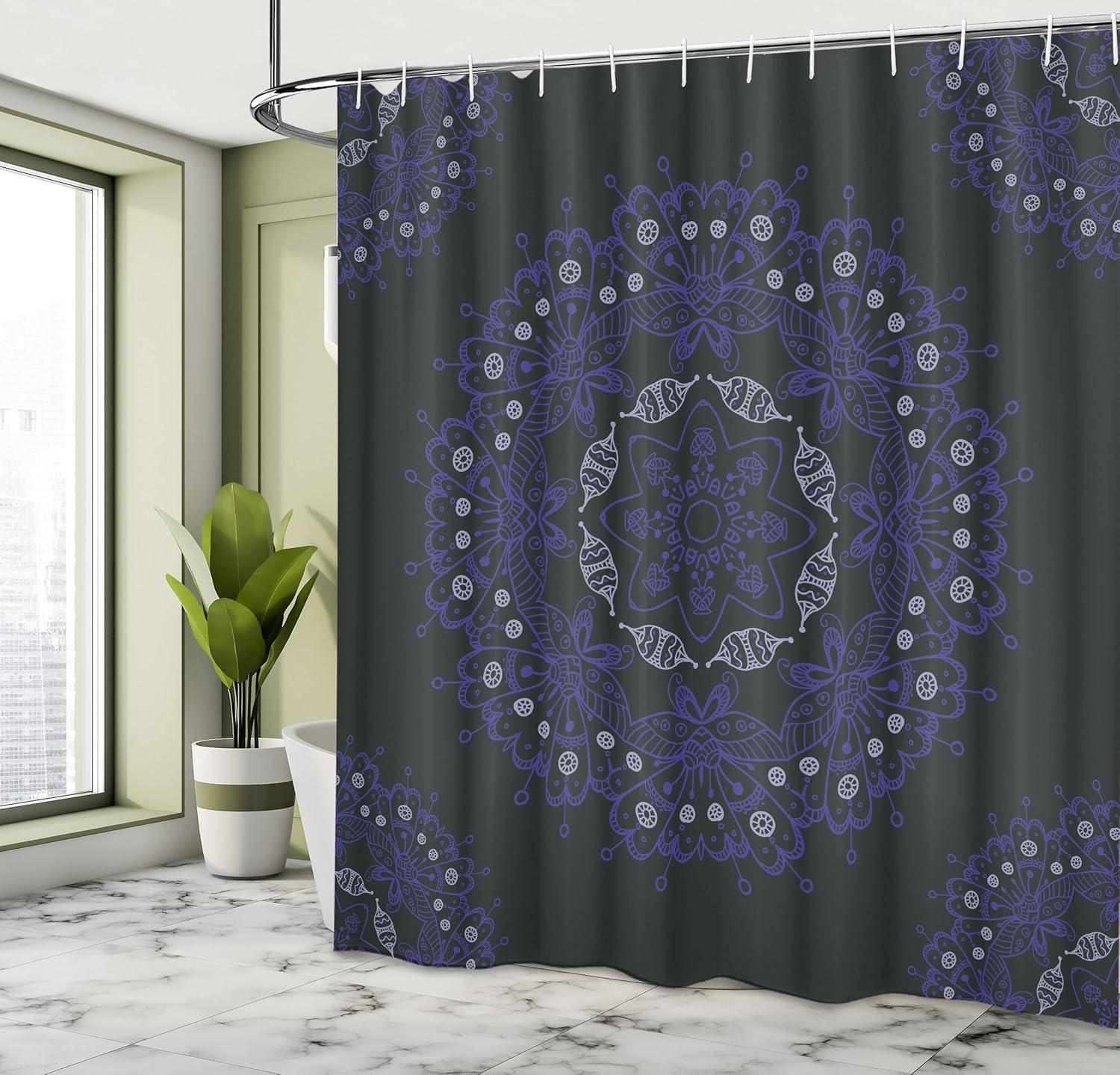 imageAmbesonne Floral Shower Curtain Bouquet with Swirled Branches Romantic Paper Flowers Origami Autumn Blooms Image Cloth Fabric Bathroom Decor Set with Hooks 69 W x 84 L Mint OrangeBlue Violet Coconut
