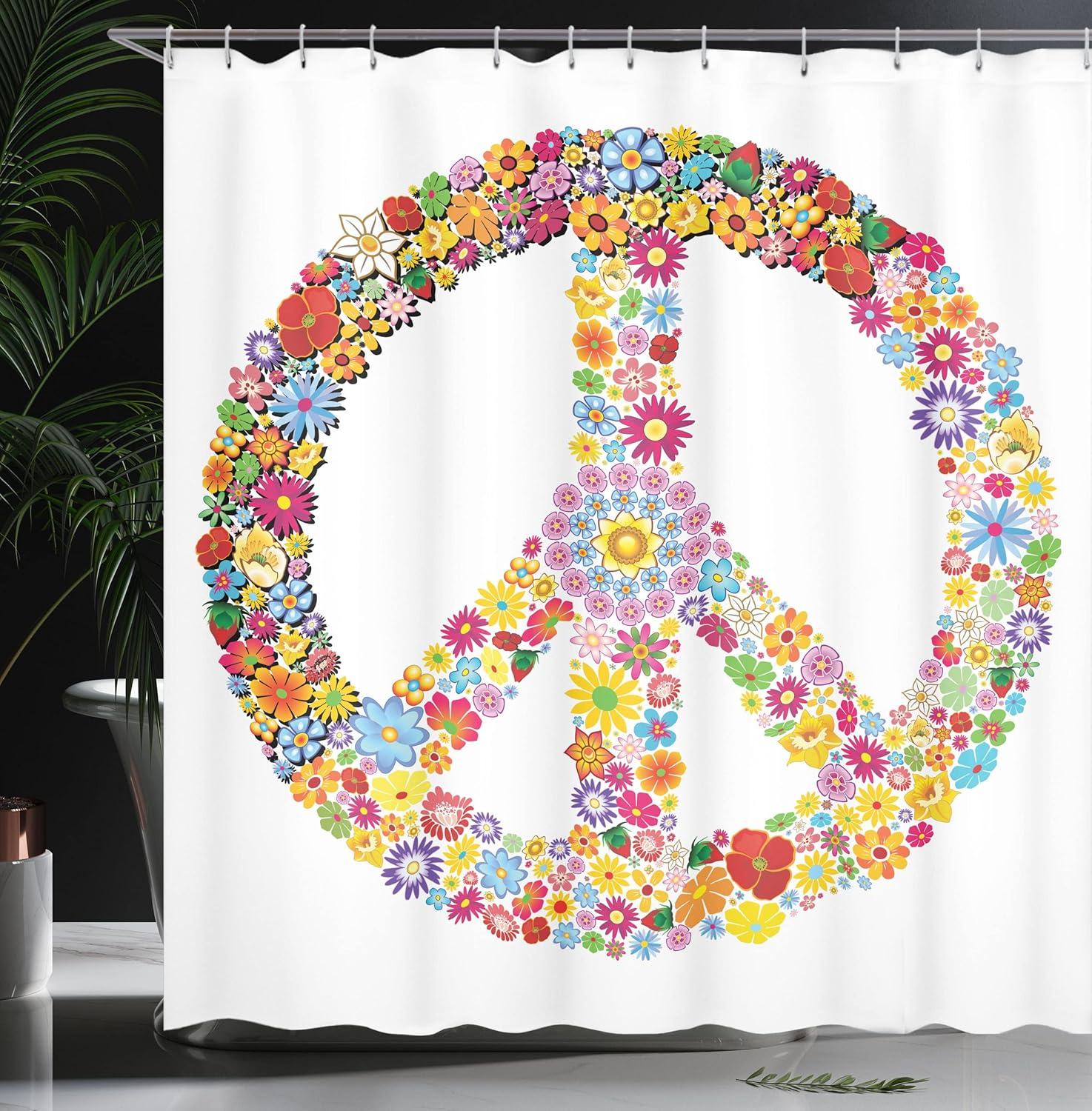 imageAmbesonne Floral Shower Curtain Bouquet with Swirled Branches Romantic Paper Flowers Origami Autumn Blooms Image Cloth Fabric Bathroom Decor Set with Hooks 69 W x 84 L Mint OrangeWhite