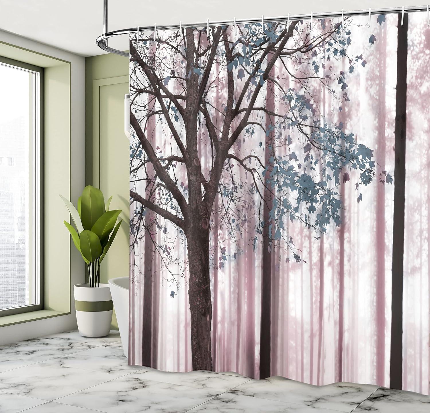 imageAmbesonne Floral Shower Curtain Bouquet with Swirled Branches Romantic Paper Flowers Origami Autumn Blooms Image Cloth Fabric Bathroom Decor Set with Hooks 69 W x 84 L Mint OrangeGrey Pink