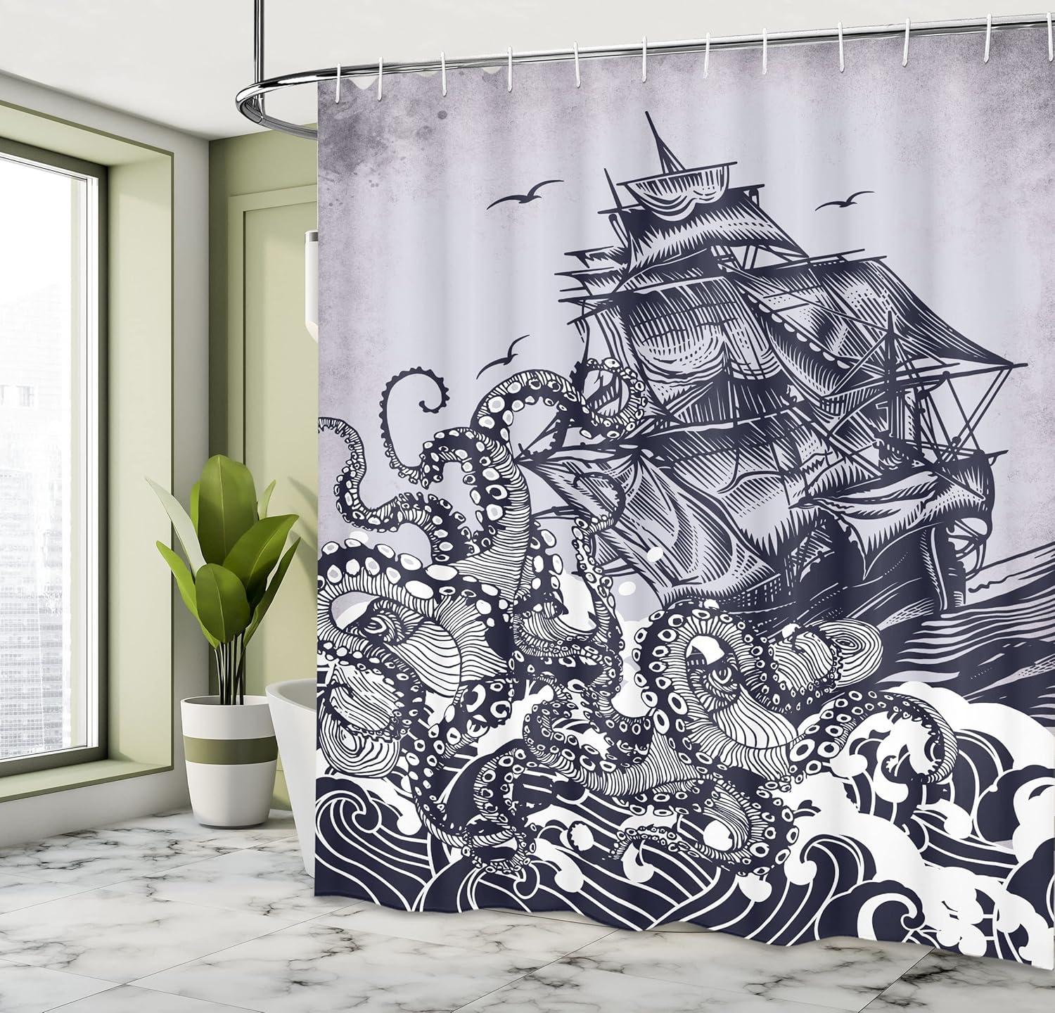 imageAmbesonne Floral Shower Curtain Bouquet with Swirled Branches Romantic Paper Flowers Origami Autumn Blooms Image Cloth Fabric Bathroom Decor Set with Hooks 69 W x 84 L Mint OrangeBlue