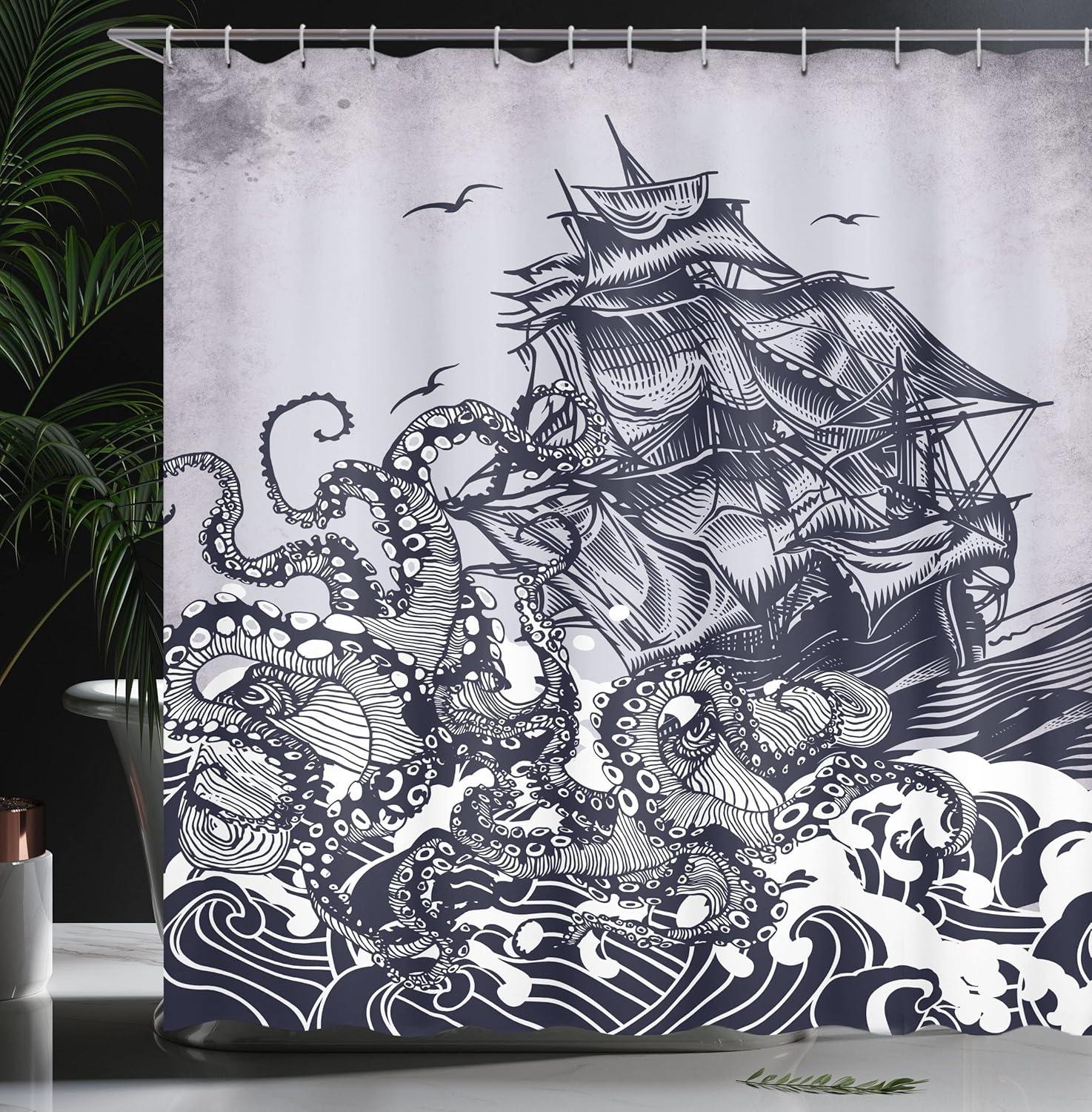 imageAmbesonne Floral Shower Curtain Bouquet with Swirled Branches Romantic Paper Flowers Origami Autumn Blooms Image Cloth Fabric Bathroom Decor Set with Hooks 69 W x 84 L Mint OrangeBlue