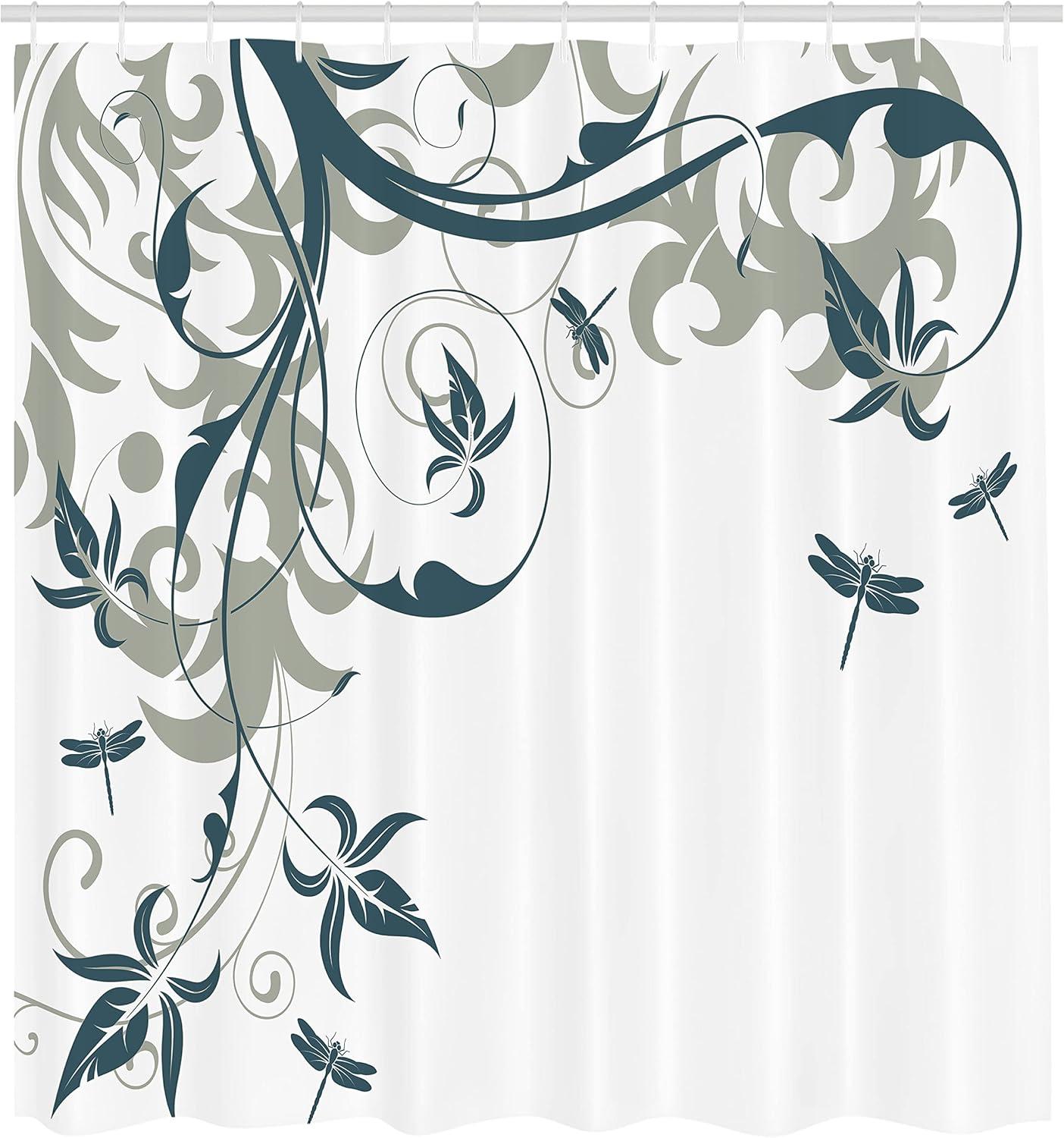 imageAmbesonne Floral Shower Curtain Bouquet with Swirled Branches Romantic Paper Flowers Origami Autumn Blooms Image Cloth Fabric Bathroom Decor Set with Hooks 69 W x 84 L Mint OrangeDark Emerald
