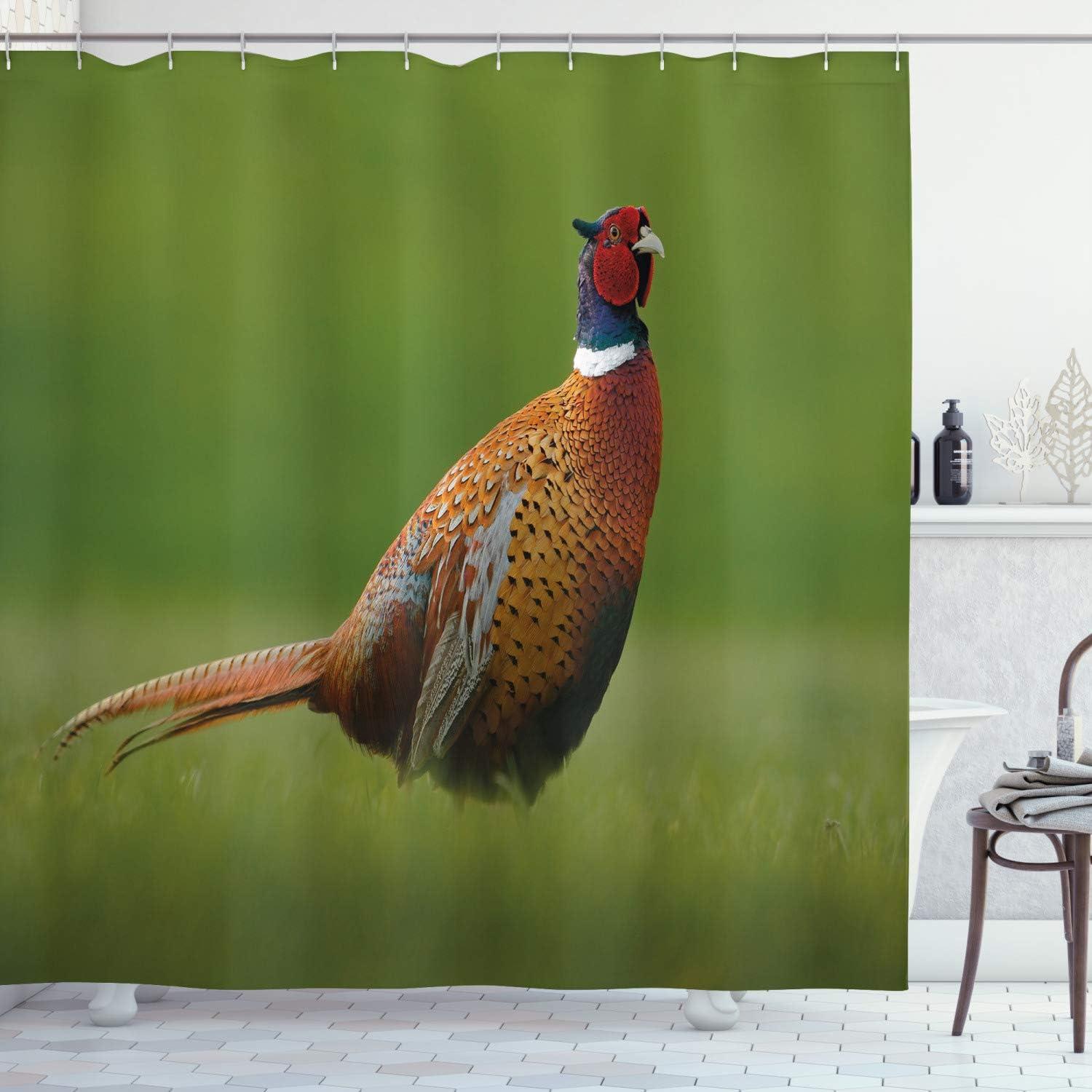 imageAmbesonne Floral Shower Curtain Bouquet with Swirled Branches Romantic Paper Flowers Origami Autumn Blooms Image Cloth Fabric Bathroom Decor Set with Hooks 69 W x 84 L Mint OrangeGinger Chocolate and Red