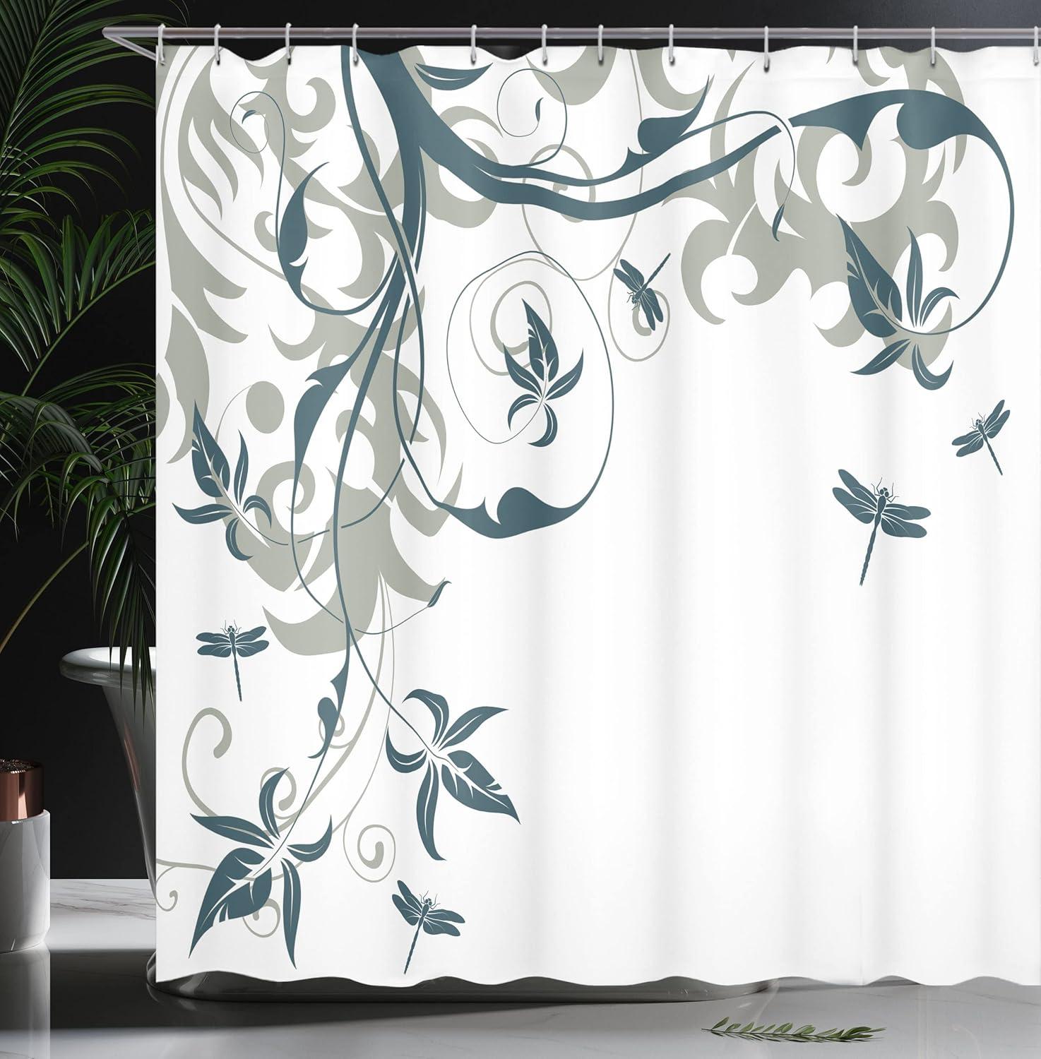 imageAmbesonne Floral Shower Curtain Bouquet with Swirled Branches Romantic Paper Flowers Origami Autumn Blooms Image Cloth Fabric Bathroom Decor Set with Hooks 69 W x 84 L Mint OrangeDark Emerald