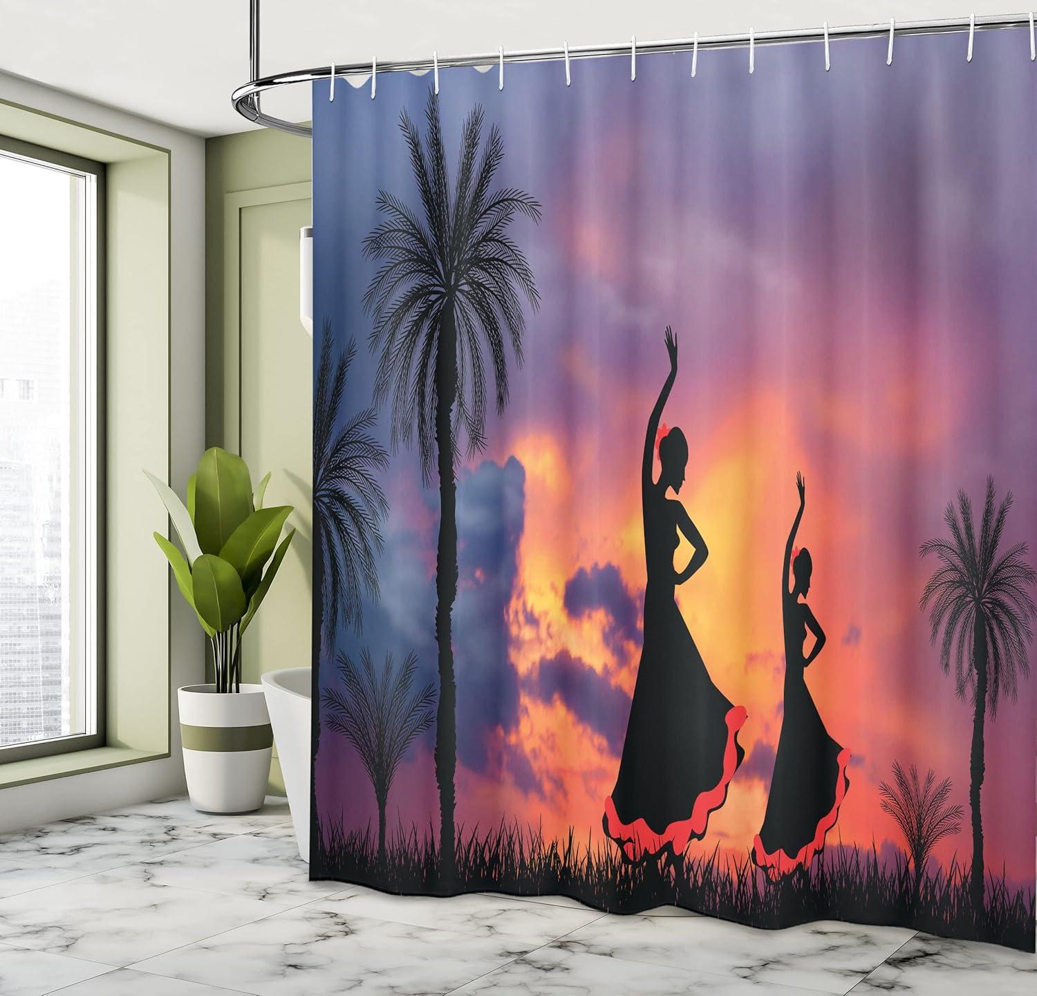 imageAmbesonne Floral Shower Curtain Bouquet with Swirled Branches Romantic Paper Flowers Origami Autumn Blooms Image Cloth Fabric Bathroom Decor Set with Hooks 69 W x 84 L Mint OrangeSalmon Pale Purple