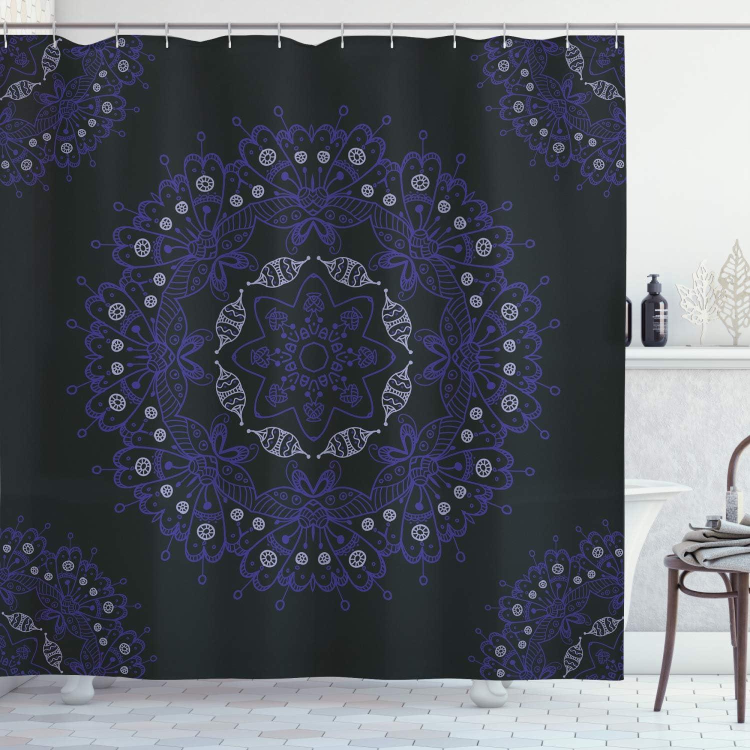 imageAmbesonne Floral Shower Curtain Bouquet with Swirled Branches Romantic Paper Flowers Origami Autumn Blooms Image Cloth Fabric Bathroom Decor Set with Hooks 69 W x 84 L Mint OrangeBlue Violet Coconut