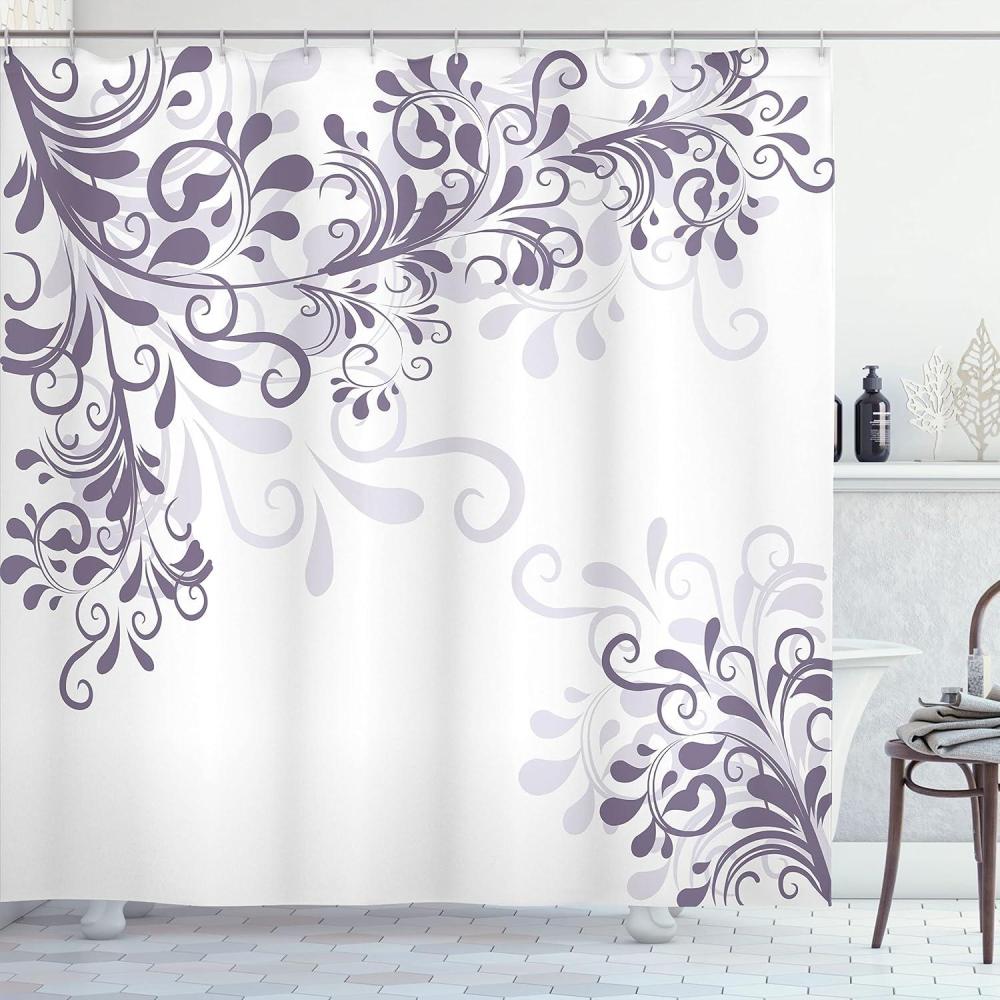 imageAmbesonne Damask Shower Curtain Vintage Style Floral Pattern Abstract Romantic Bouquet Greenery Art Print Cloth Fabric Bathroom Decor Set with Hooks 69 W x 70 L Warm TaupePale Eggplant