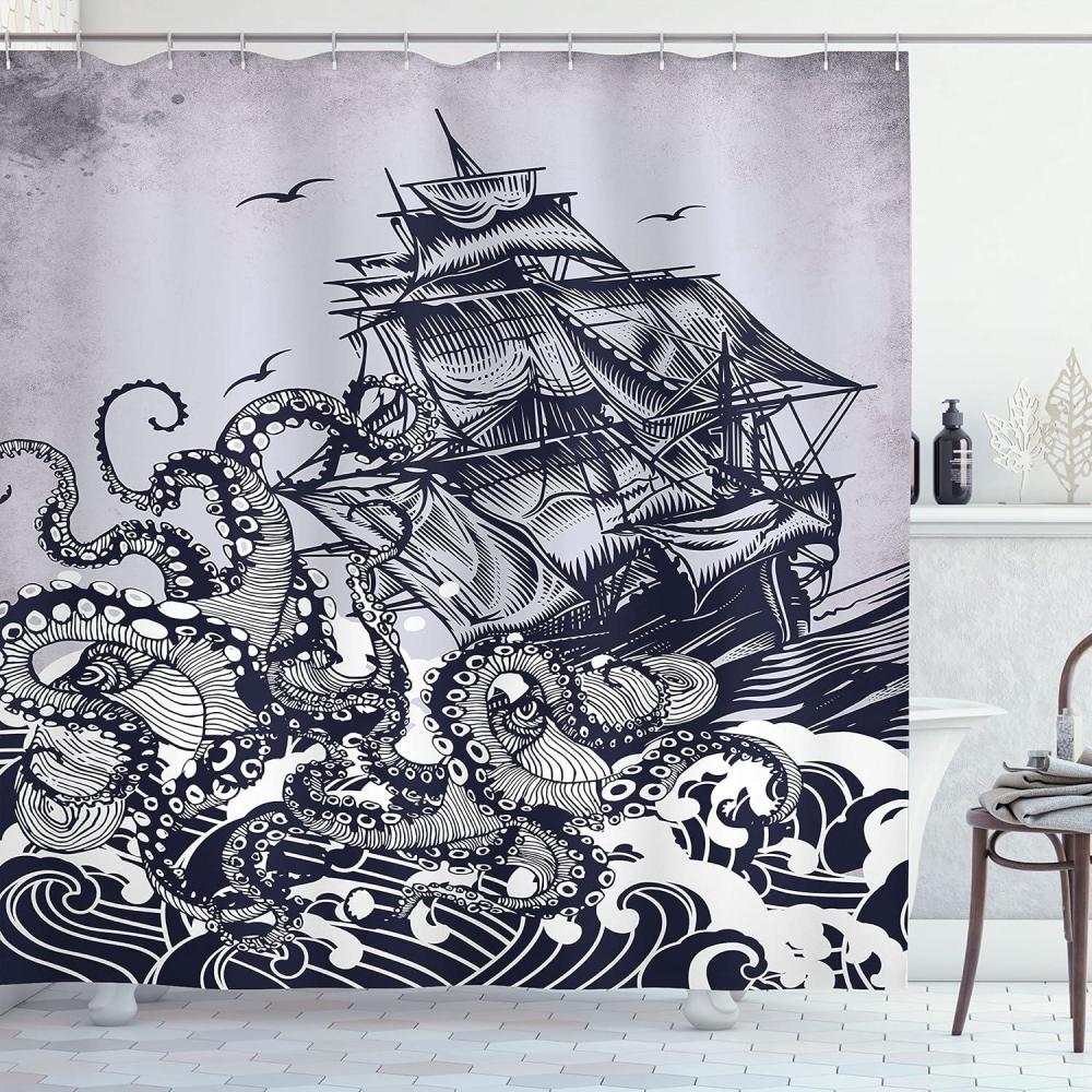imageAmbesonne Floral Shower Curtain Bouquet with Swirled Branches Romantic Paper Flowers Origami Autumn Blooms Image Cloth Fabric Bathroom Decor Set with Hooks 69 W x 84 L Mint OrangeBlue