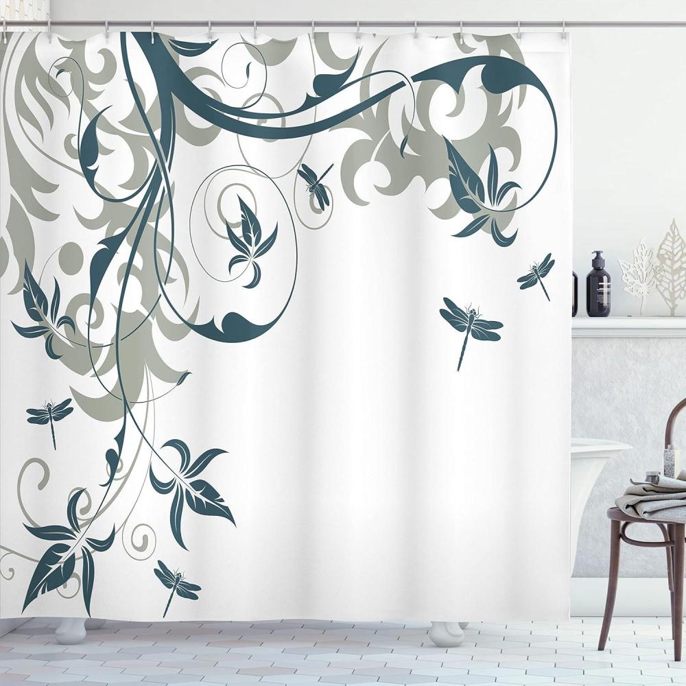 imageAmbesonne Floral Shower Curtain Bouquet with Swirled Branches Romantic Paper Flowers Origami Autumn Blooms Image Cloth Fabric Bathroom Decor Set with Hooks 69 W x 84 L Mint OrangeDark Emerald