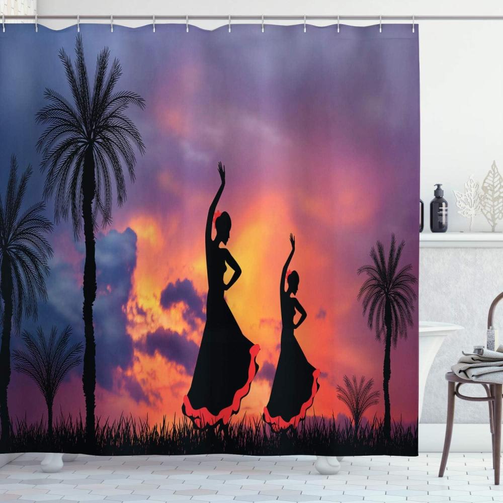 imageAmbesonne Floral Shower Curtain Bouquet with Swirled Branches Romantic Paper Flowers Origami Autumn Blooms Image Cloth Fabric Bathroom Decor Set with Hooks 69 W x 84 L Mint OrangeSalmon Pale Purple