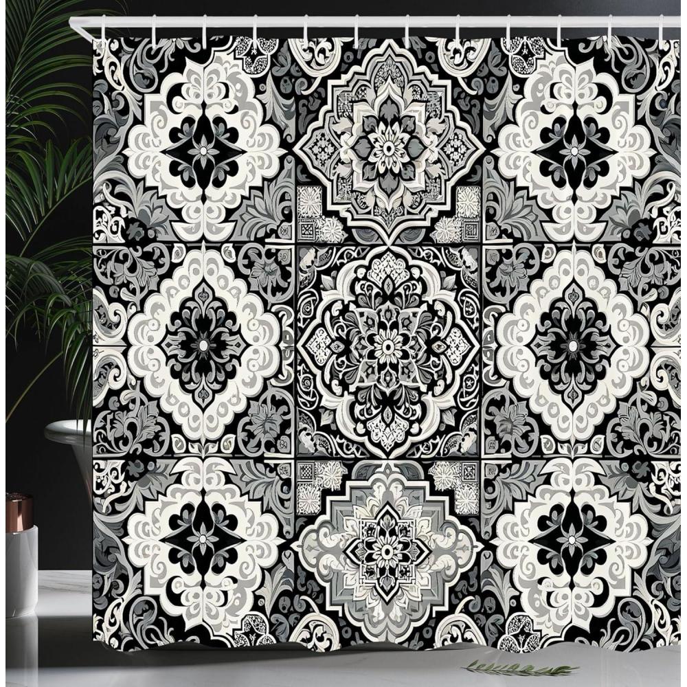imageAmbesonne Floral Shower Curtain Bouquet with Swirled Branches Romantic Paper Flowers Origami Autumn Blooms Image Cloth Fabric Bathroom Decor Set with Hooks 69 W x 84 L Mint OrangeOff White Dimgray