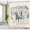 Ambesonne Damask Shower Curtain, Vintage Style Floral Pattern Abstract Romantic Bouquet Greenery Art Print, Cloth Fabric Bathroom Decor Set with Hooks, 69″ W x 70″ L, Warm Taupe(Slate Blue)