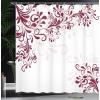 Ambesonne Damask Shower Curtain, Vintage Style Floral Pattern Abstract Romantic Bouquet Greenery Art Print, Cloth Fabric Bathroom Decor Set with Hooks, 69″ W x 70″ L, Warm Taupe(Maroon Eggshell)
