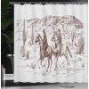 Ambesonne Damask Shower Curtain, Vintage Style Floral Pattern Abstract Romantic Bouquet Greenery Art Print, Cloth Fabric Bathroom Decor Set with Hooks, 69″ W x 70″ L, Warm Taupe(Umber Pearl)
