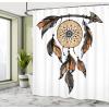 Ambesonne Damask Shower Curtain, Vintage Style Floral Pattern Abstract Romantic Bouquet Greenery Art Print, Cloth Fabric Bathroom Decor Set with Hooks, 69″ W x 70″ L, Warm Taupe(Charcoal Grey)