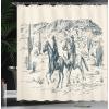 Ambesonne Damask Shower Curtain, Vintage Style Floral Pattern Abstract Romantic Bouquet Greenery Art Print, Cloth Fabric Bathroom Decor Set with Hooks, 69″ W x 70″ L, Warm Taupe(Slate Blue)
