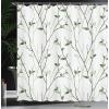 Ambesonne Damask Shower Curtain, Vintage Style Floral Pattern Abstract Romantic Bouquet Greenery Art Print, Cloth Fabric Bathroom Decor Set with Hooks, 69″ W x 70″ L, Warm Taupe(Reseda Green)