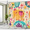 Ambesonne Damask Shower Curtain, Vintage Style Floral Pattern Abstract Romantic Bouquet Greenery Art Print, Cloth Fabric Bathroom Decor Set with Hooks, 69″ W x 70″ L, Warm Taupe(Pink Orange)
