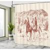 Ambesonne Damask Shower Curtain, Vintage Style Floral Pattern Abstract Romantic Bouquet Greenery Art Print, Cloth Fabric Bathroom Decor Set with Hooks, 69″ W x 70″ L, Warm Taupe(Cream Maroon)